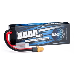 Аккумулятор LiPo B&C - 7,4V 8000МАЧ 50C (2S, Hardcase, XT60)