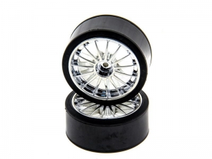 Колеса в сборе с хромированными дисками для дрифт Himoto E18DT, E18DTL