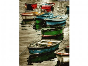 Картина по номерам с цветной схемой на холсте 30х40 Лодочная станция (20 цветов)