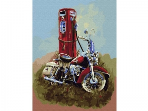 Картина по номерам с цветной схемой на холсте 30х40 Харлей Дэвидсон (20 цветов)