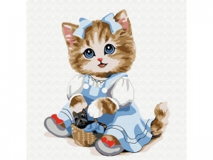 Набор юного художника 20х20 Кошечка с корзинкой (14 цветов)