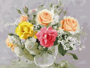 Картина по номерам 40х50 Бузин. Акварельный букет (30 цветов)