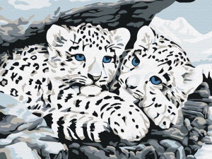 Картина по номерам 15х20 СНЕЖНЫЕ БАРСЫ (8 цветов)