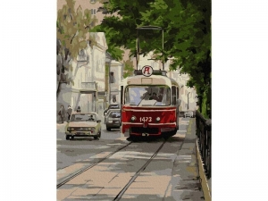 Картина по номерам с цв. схемой на холсте 30х40 ТРАМВАЙ АННУШКА (20 цветов)