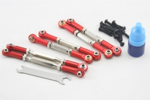 Полный комплект алюминиевых тяг (ключ + фиксатор) для Remo Hobby 1/10 и 1/8 (цвет красный)