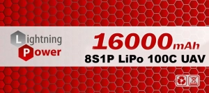 Аккумулятор Lightning Power LiPo 16000 mAh 29.6V (8s), 100C, XT90, Soft case