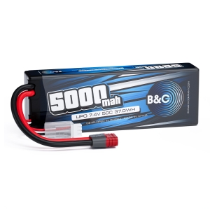Аккумулятор LiPo B&C - 7.4v 5000мАч 50C (2S, Hardcase, разъём T-Plug)