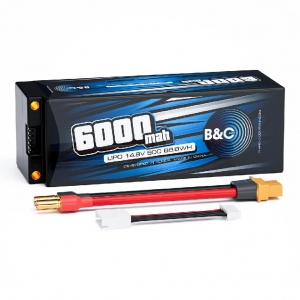 Аккумулятор LiPo B&C - 14.8v 6000мАч 90C (4S, Hardcase, разъём Bullet 5.0 мм + XT60)
