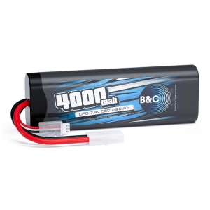 Аккумулятор LiPo B&C 4000 MAH 7.4v (2s) 35C, Tamiya, Hardcase (закругленный)