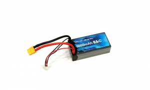 Аккумулятор LiPo B&C - 7.6v 5000мАч 120C (2S HV, Hardcase, Short pack, разъём Bullet 4 мм/XT60)