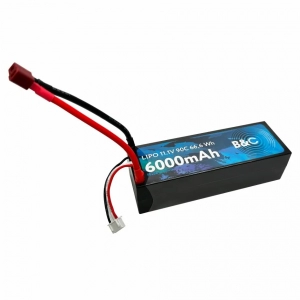Аккумулятор LiPo B&C - 11.1v 6000мАч 90C (3S, Hardcase, разъём Bullet 5.0 мм + TPlug)