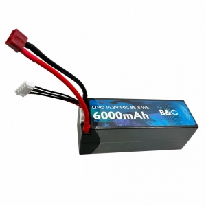 Аккумулятор LiPo B&C - 14.8v 6000мАч 90C (4S, Hardcase, разъём Bullet 5.0 мм + TPlug)