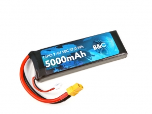 Аккумулятор LiPo B&C - 7.4v 5000мАч 50C (2S, Softcase, разъём XT60)