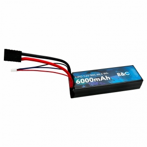 Аккумулятор LiPo B&C - 7.4v 6000мАч 90C (2S, Hardcase, разъём Bullet 4.0 мм + TRX)
