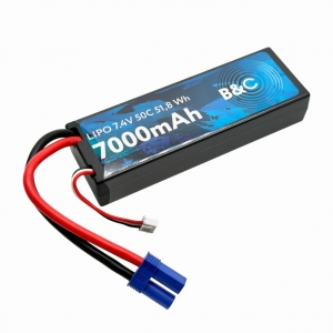 Аккумулятор LiPo B&C - 7,4V 7000МАЧ 50C (2S, HardCase, разъем EC5)
