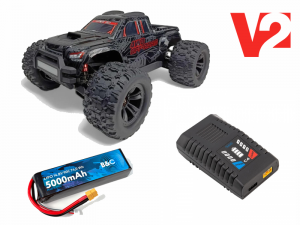 Радиоуправляемый монстр MJX Hyper Go v2 Brushless 4WD 2.4G LED 1:10 (цвет черный) c зарядным устройством и АКБ Li-Po 4S 5000mAh MJX-10208-V2-BLACK-COMBO