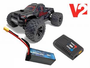 Радиоуправляемый монстр MJX Hyper Go v2 Brushless 4WD 2.4G LED 1:10 (цвет черный) c зарядным устройством и АКБ Li-Po 4S 6000mAh MJX-10208-V2-BLACK-COMBO1